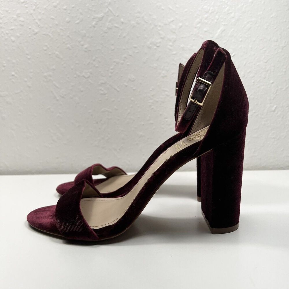Vince Camuto women's shoes, Red Velvet, Ankle Strap High Heels, Size 6.5
